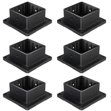 Imagem de KKSFBNKSK Pacote com 6 kits de base de suporte de poste de deck de madeira para caixa de correio pérgola 4 x 4 suportes de âncora para projetos externos e mais