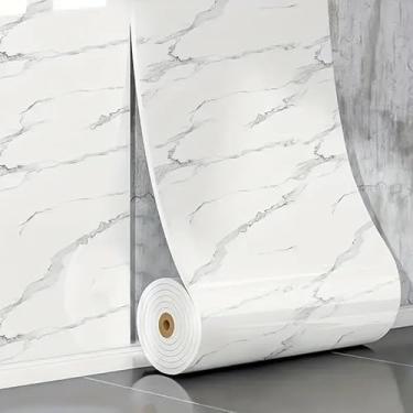 Imagem de Revestimento Autocolante Mármore Branco 3D Lavável para Cozinha e Banheiro (3)