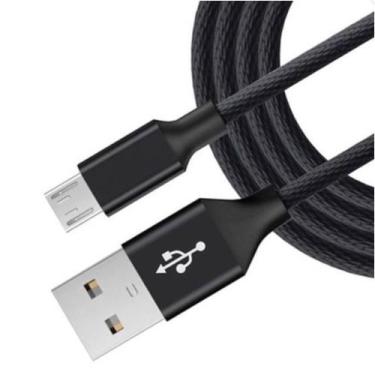Imagem de Cabo Usb V8 1 Metro Lançamento Tecido Shinka Preto Kabu - Alex Imports
