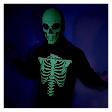 Imagem de Fantasia Esqueleto Infantil Fluorescente Curta Com Gorro