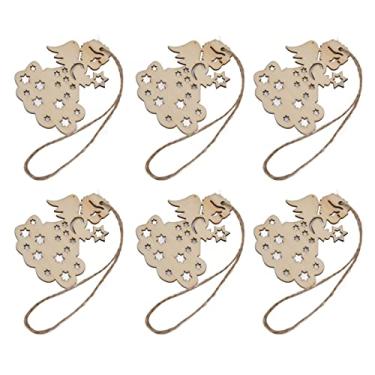 Imagem de Ymiko 40 Peças de Enfeites de árvore de Natal de Madeira, Lindos Enfeites de Natal Com Cordões para Presente de Decoração de árvore de Natal, Com Etiqueta de Natal, Formato de Anjo,