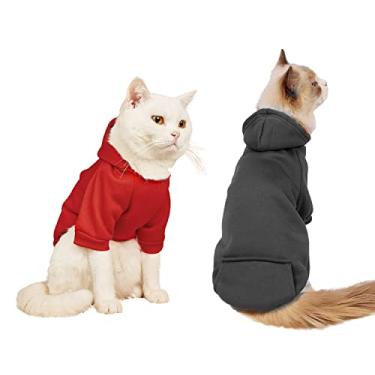 Imagem de DroolingDog Moletom com capuz de gato vermelho preto gato para gatos moletom com capuz pequeno cachorro em branco pequeno cachorro moletom moletom com capuz para filhotes roupas chihuahua