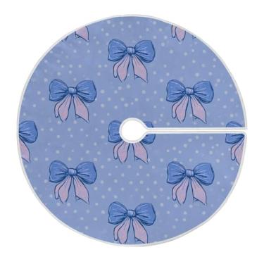 Imagem de Blueangle Saia de árvore de Natal com bolinhas azuis de 89,9 cm - poliéster macio e resistente a rugas, decoração de férias para festas de Natal, árvore festiva e decoração de casa (669)