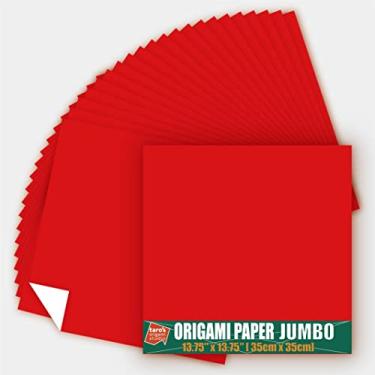 Imagem de [Taro's Origami Studio] Jumbo 13,75 polegadas / 35 cm Um lado cor única (vermelho) 25 folhas (todas a mesma cor) papel japonês premium quadrado fácil de dobrar (feito no Japão)