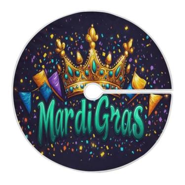 Imagem de ATTX Saia de árvore com coroa de carnaval 120 cm, enfeites de árvore de Natal, para decoração de carnaval #482