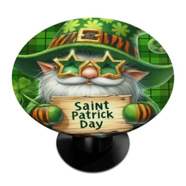 Imagem de Toalha de mesa redonda com borda elástica Dia de São Patrício toalha de mesa redonda limpa para ambientes internos e externos, pátio, jantar, cozinha, festival, decoração para mesas de 114 a 127 cm, Z