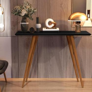 Imagem de Aparador Classic Pé Palito Madeira Retro Branco Brilho (Preto Fosco)