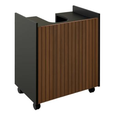 Imagem de Gabinete para Banheiro Pia Lavatório de Coluna Banheiro Moveis(Preto Ripado)