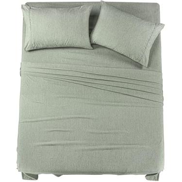 Imagem de Utopia Bedding Jogo de lençol Queen – 4 peças para cama queen size, microfibra macia e respirável, inclui 1 lençol com elástico, 1 lençol de cima e 2 fronhas (sálvia mesclada)