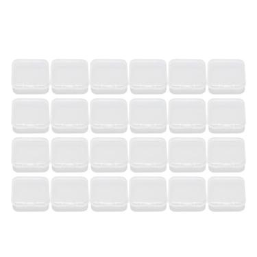 Imagem de Mini caixa de joias transparente, pequeno recipiente de armazenamento de plástico com tampa, organizador empilhável para miçangas, brincos, joias, artesanato, 24 peças