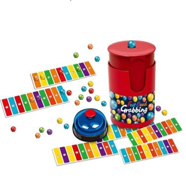 Imagem de CRIVERY Fast Bead Grabbing Game, Match Color Bingo Game Set with 90 Beads & 6 Code Cards,1 Bell & Bead Can, Hand Eye Coordination Training for Group Party and Family 2-4 Players