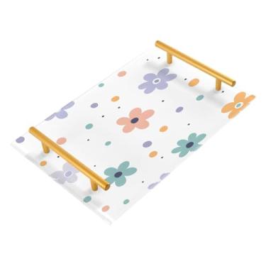 Imagem de Wassud Bandeja simples de pétalas de banheiro com alças organizador de perfume de joias de acrílico para banheiro, quarto, cozinha, balcão de 30 x 20 cm