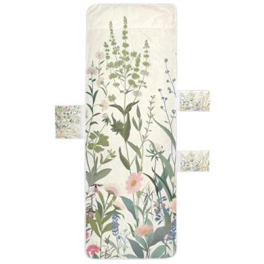 Imagem de STAYTOP Capa de toalha para espreguiçadeira de flores de ervas, capa de espreguiçadeira macia, capas de cadeira de praia com bolsos para jardim ao ar livre, pátio, pátio, banhos de sol, gramado, 215 x