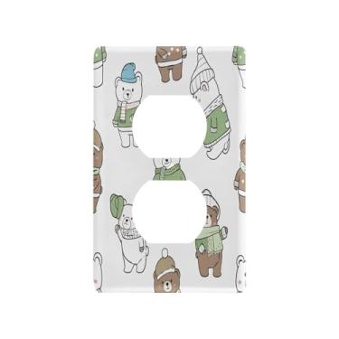 Imagem de Wassud Cute Bears Placa decorativa para tomada de luz para tomadas elétricas duplex