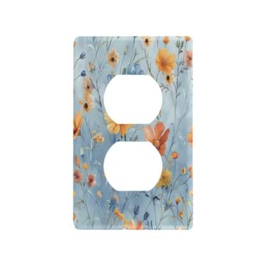 Imagem de Wassud Placa decorativa para tomada de luz Wildflowers para tomadas elétricas duplex 4,53 x 2,76 polegadas