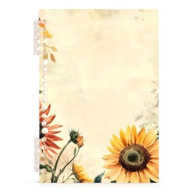 Imagem de Burbuja Caderno vintage girassóis, papel pautado universitário A5 com 60 folhas, fichário para escritório, 1 pacote