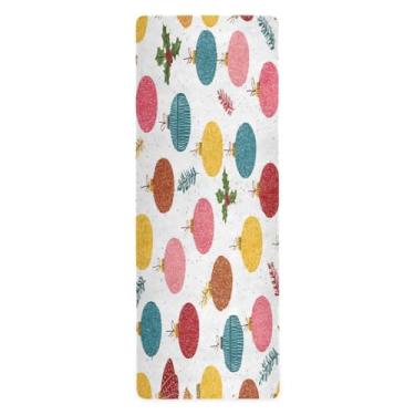 Imagem de CEBUGI Tapete de ioga antiderrapante para mulheres/homens, tapete de exercícios antirrasgo com bolsa de armazenamento para ioga, pilates, treino de chão em casa, bolas de Natal