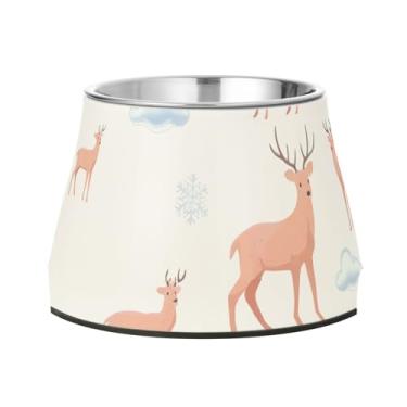 Imagem de Burbuja Tigela de aço inoxidável para comida e água para cães de veado flocos de neve, antiderrapante para cães médios e gatos, 590 ml
