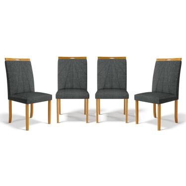 Imagem de Kit Com 4 Cadeiras Maiara Madeira Maciça Estofadas Para Mesa De Jantar