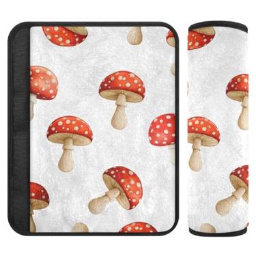 Imagem de Burbuja Capa para cinto de segurança de carro Cogumelos Protetor de cinto de segurança de carro macio confortável para alça de ombro de assento, 1 par médio