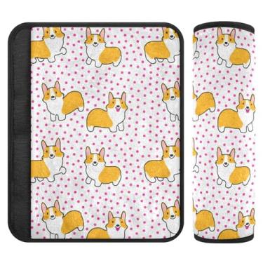 Imagem de Burbuja Capa para cinto de segurança de carro Cute Dogs on Dots Protetor de cinto de segurança de carro macio confortável para alça de ombro de assento, 1 par pequeno
