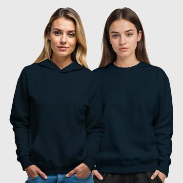 Imagem de Kit 2 Blusas de Frio Moletom Canguru e Gola Redonda Feminino Benellys-Feminino