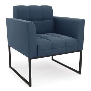 Imagem de Poltrona Elisa Suede Azul Marinho Base Metálica Industrial Preto - D'rossi