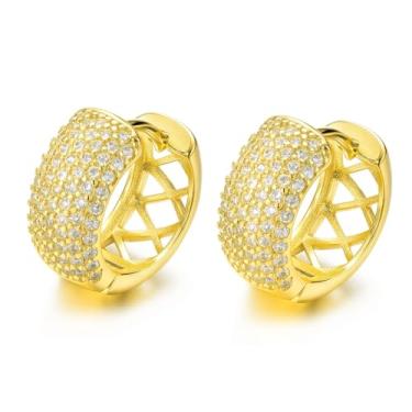 Imagem de Brincos de argola banhados a ouro 18K com zircônia cúbica - argolas hipoalergênicas leves e grossas para cartilagem e vários piercings joias presentes para ela, Gold 10mm, Zircônia cúbica, Zircônia