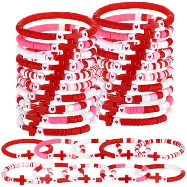 Imagem de Landical 30 peças, 30/50 peças, pulseiras de Jesus a granel feitas à mão, elásticas, coloridas, contas de argila de polímero, pulseiras religiosas, pulseiras cristãs para mulheres, crianças, meias de