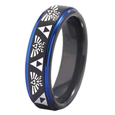Imagem de CLOUD DANCER Anel The Legend of Zelda - Anel de crista e triforce alianças de casamento de tungstênio sem anel com gravação personalizada, Metal, não