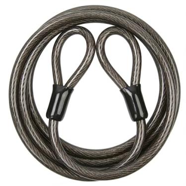 Imagem de Trava de cabo de segurança de aço: Cabo trançado resistente de 12 mm flexível de 15 pés com laços - Revestimento de vinil e envoltório de PVC à prova de ferrugem para antifurto de bicicletas/portões