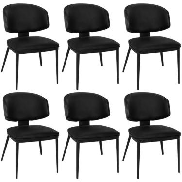 Imagem de Kit 6 Cadeiras De Jantar Estofada Siena Design Italiano Encosto Flutuante Com Espuma De Alta Densidade - Preto