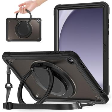 Imagem de Miimall Capa para Galaxy Tab A11 Plus 2025 de 28 cm com alça de ombro, suporte giratório 360 Bulit, capa resistente à prova de choque para crianças com suporte para tablet Samsung Galaxy A11+, preta