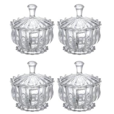 Imagem de Kit 4 Bomboniere Potiche Baleiro Pote Vidro Brasilia Porta Joias Doces