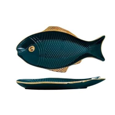 Imagem de Prato de peixe de cerâmica multifuncional de grande capacidade peixe a vapor doméstico minimalista criativo prato de sushi prato de jantar de frutos do mar prato de jantar de comida ocidental adequado