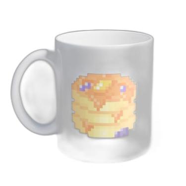 Imagem de Caneca Xícara de Café Porcelana 300ml Ilustração Panqueca Mirtilo Pixel Art
