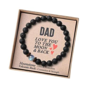 Imagem de Pulseira De Pedra Vulcânica Moonstone Para Homens E Mulheres Com Corda