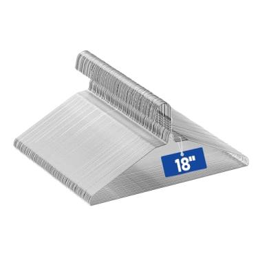 Imagem de Cabides de metal de arame de 45,7 cm, pacote com 100, extralongos para camisas, blusas, casacos, economia de espaço e antiderrapante, fino para limpeza a seco, organização de varejo e armário