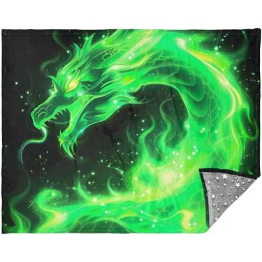 Imagem de Cobertor macio de dragão de fogo verde 177,8 cm x 139,7 cm presentes de viagem de Natal mulheres adulto verão personalizado cobertores fofos
