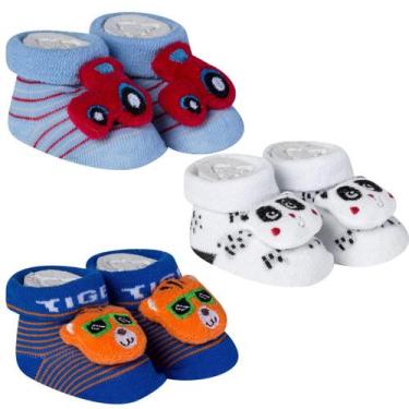 Imagem de 3 Meias Pantufa Bebê Divertida Menino Recém Nascido Enxoval Maternidad
