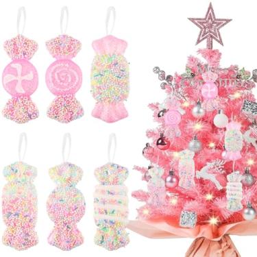 Imagem de Chanaco Enfeites grandes de bengala doce para árvore de Natal, 6 peças, decorações de festa de pirulito pastel, decoração de Natal para pendurar para aniversário, casamento