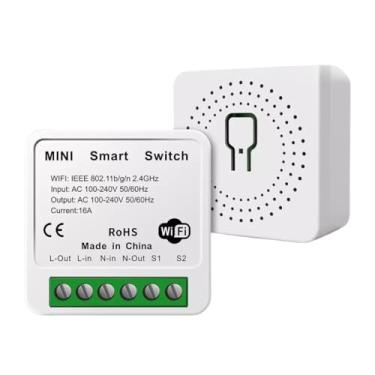 Imagem de Mini Interruptor inteligente 16A wifi diy suporta 2 vias de controle, módulo de automação residencial inteligente, funciona com alexa google casa inteligente