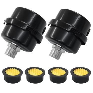 Imagem de Kemcatui 2 silenciadores de compressor de ar, silenciador de filtro de admissão de rosca de 3/20.3 cm, filtro silenciador de compressor de ar de 16 mm para geradores e sopradores