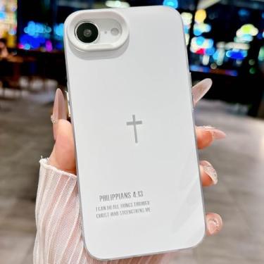 Imagem de HYUEKOKO Capa de telefone com estampa de letras para iPhone 16e, capa simples com design bonito de estética e moda, capa fina de TPU macio à prova de choque para meninas, mulheres e homens - branca