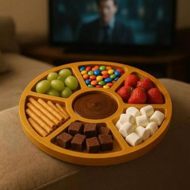 Imagem de Petisqueira de Madeira com 6 Divisórias para Frios e Frutas