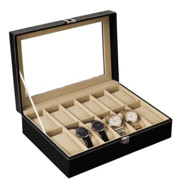 Imagem de Porta Relógio Maleta Caixa Organizadora Estojo Para Guardar Relógios Organizador Couro, Estojo para Guardar Relógios com Interior Macio(1 Unidade (12 nichos))