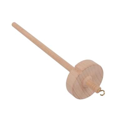 Imagem de POCREATION Fuso de Madeira para Fiar, Roda de Fiar de Topo para Tricô e Crochê, Fuso de Em Madeira de Faia Entalhado à Mão Com Entalhe para Iniciantes, 32,5cm