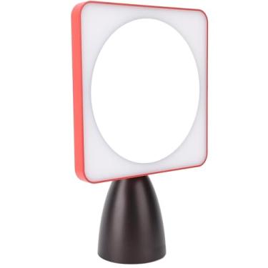 Imagem de TOPINCN Espelho de Maquiagem Iluminado por LED Portátil, Espelho de Vaidade Quadrado Iluminação Regulável de 3 Cores, de Maquiagem de Viagem Cosmético de Mesa Recarregável (Vermelho Preto)