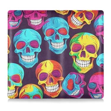 Imagem de CEBUGI Porta-luvas com caveiras coloridas brilhantes e porta-luvas para organizador de documentos, 12,5 cm x 24 cm