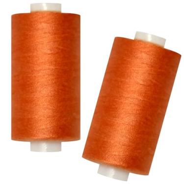 Imagem de Linha de costura multiuso - 2 carretéis de linha de costura de poliéster manual para máquina de costura para costura manual e máquina (laranja queimado, 2 carretéis)